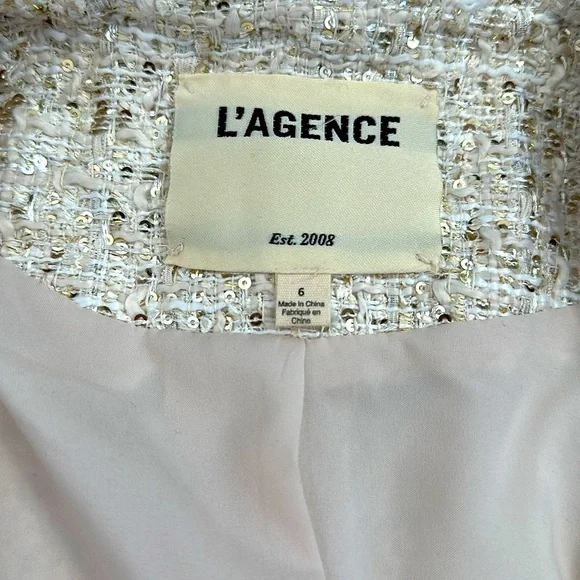 L'Agence Greta Chain Tweed Jacket US 6